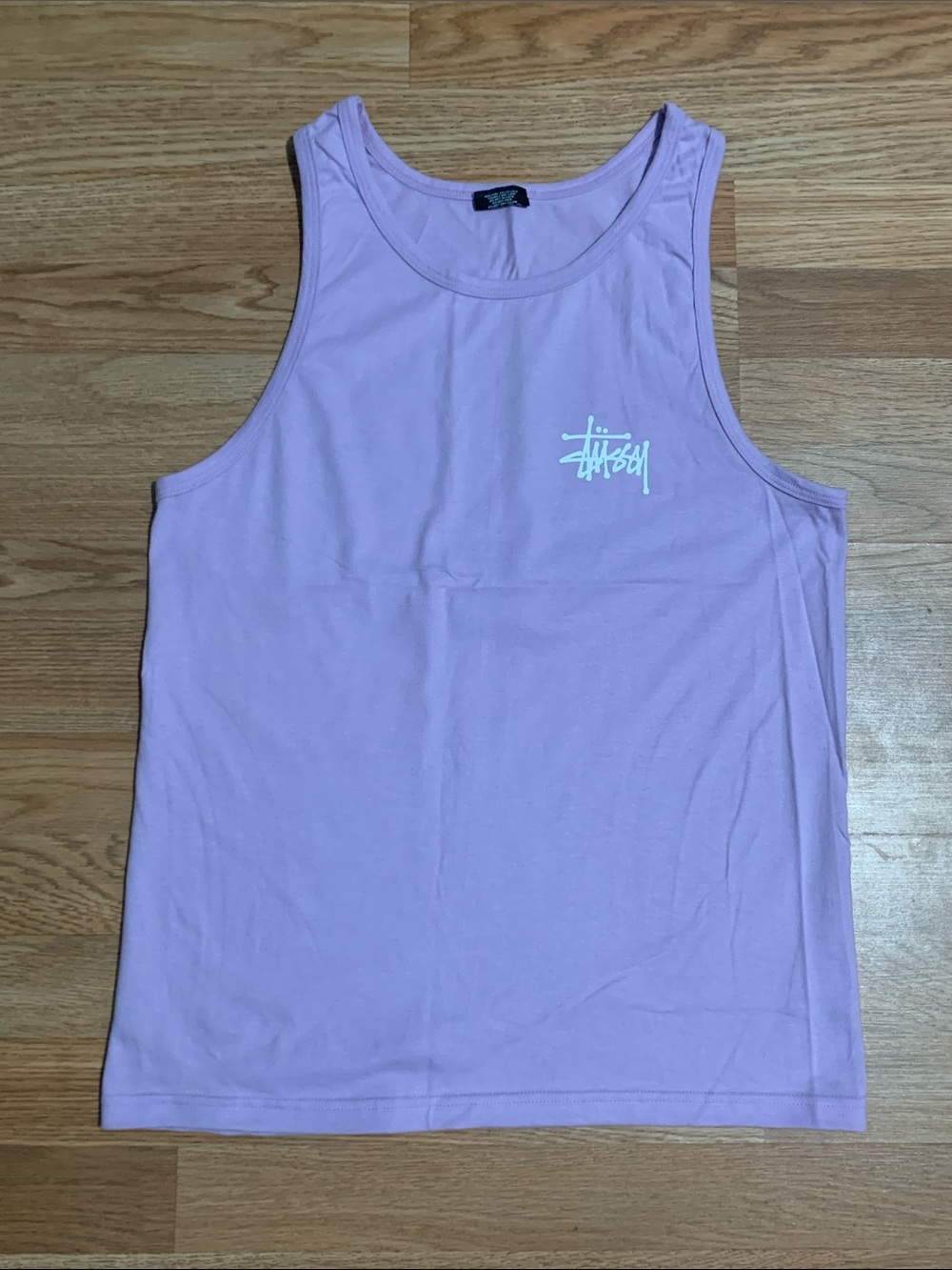 Stussy Pink Logo Tank Top for Men